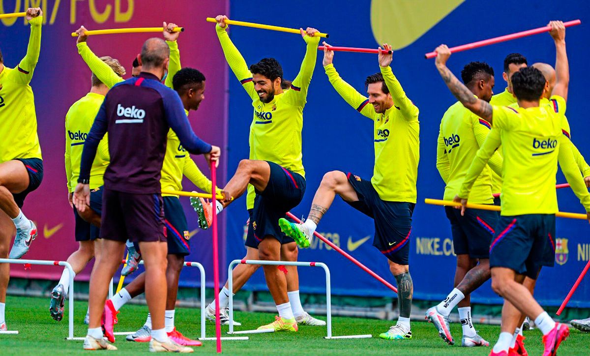 Leo Messi and Nélson Semedo, training with the FC Barcelona