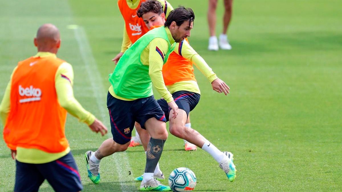 Leo Messi en una sesión de entrenamiento del Barça | FCB