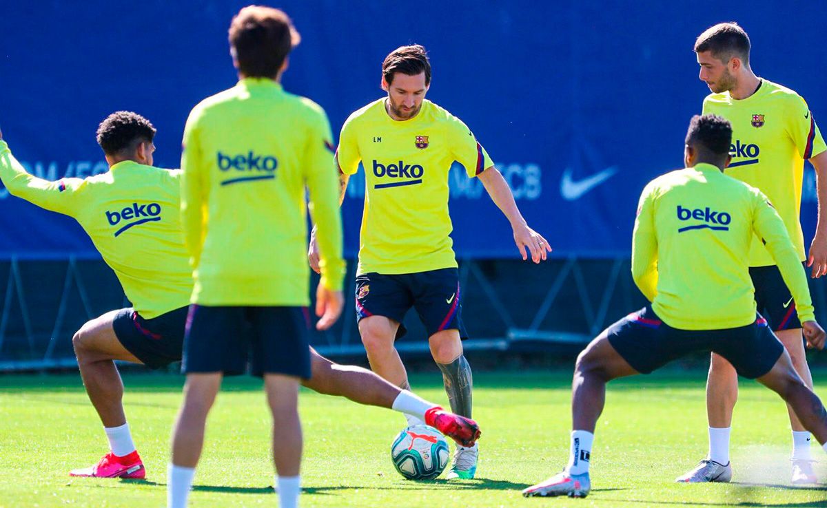 Leo Messi, during a training with the FC Barcelona