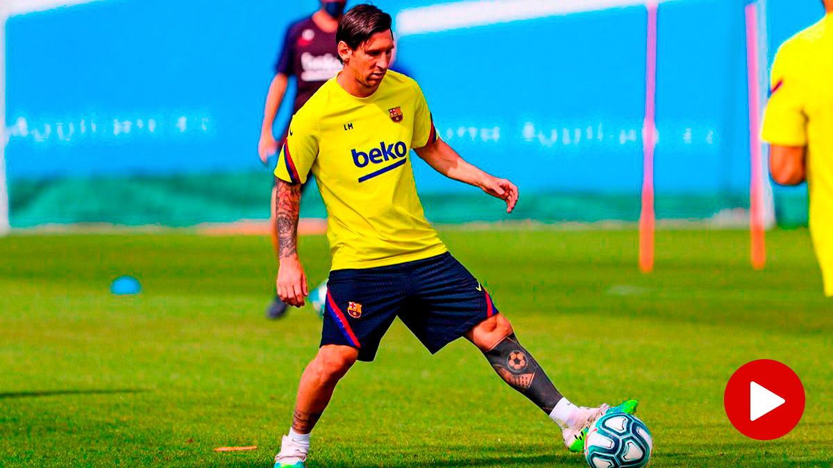 Leo Messi en un entrenamiento con el Barça / Foto: Twitter FCB
