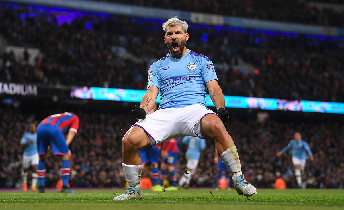 El 'Kun' Agüero, celebrando un gol con el Manchester City