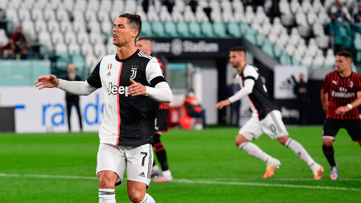 Cristiano Ronaldo in a match of Juventus in the Coppa Italia