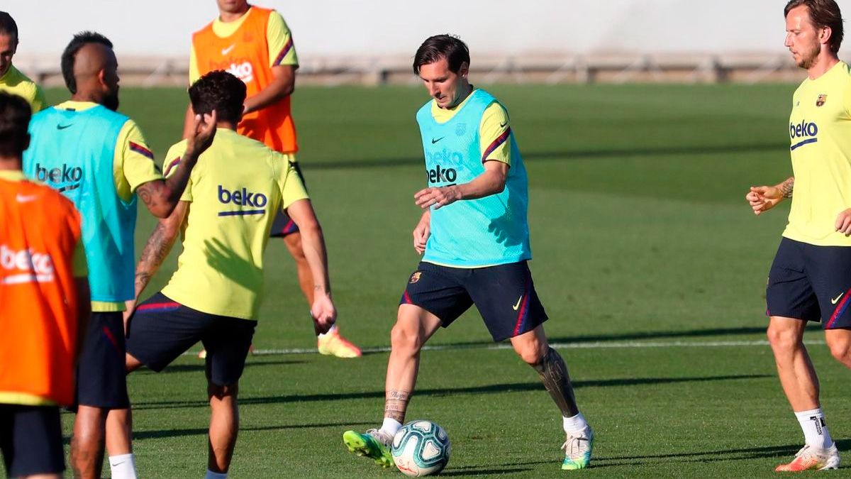 Leo Messi en una sesión de entrenamiento del Barça | FCB