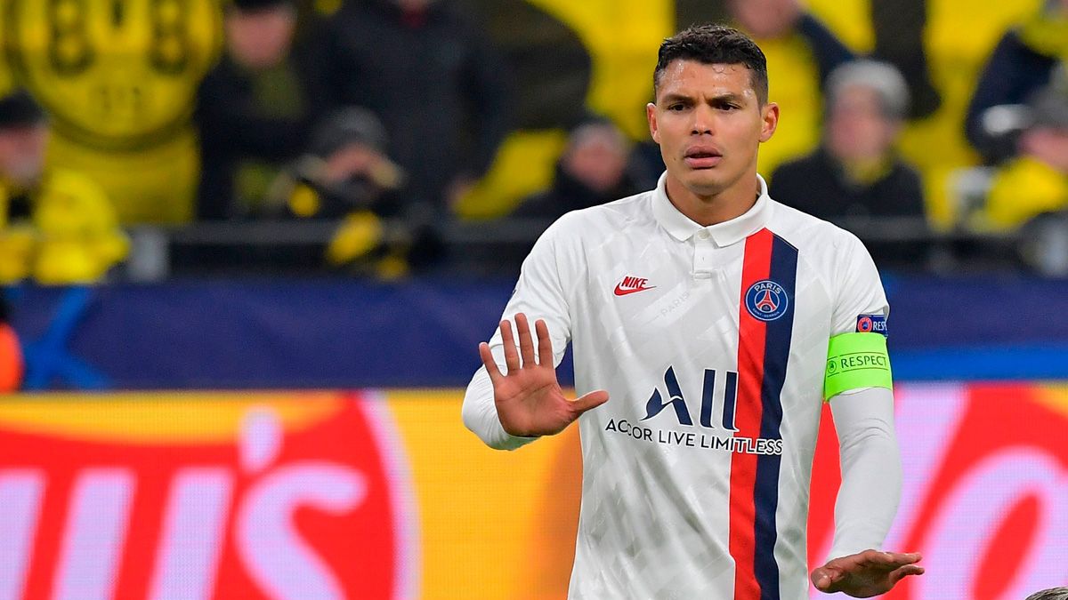 Thiago Silva in a match of PSG in the Champions League