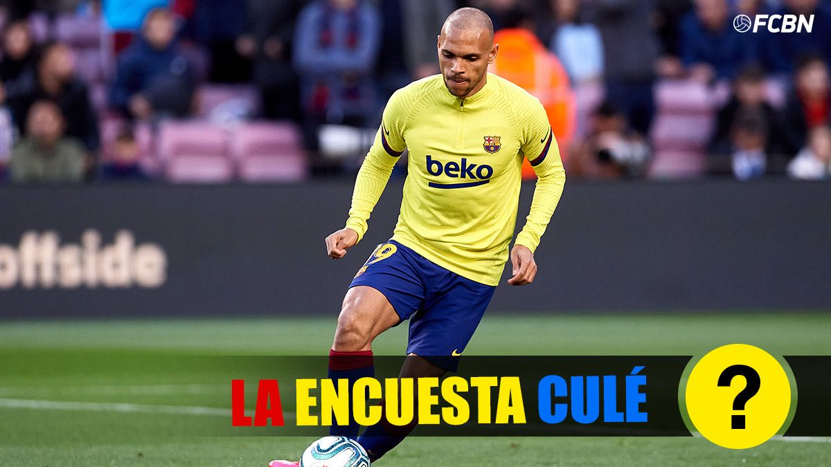 Martin Braithwaite, durante un calentamiento con el FC Barcelona