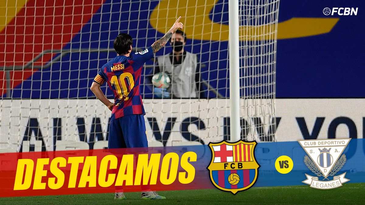 Leo Messi, celebrating of curious form the goal against the Leganés