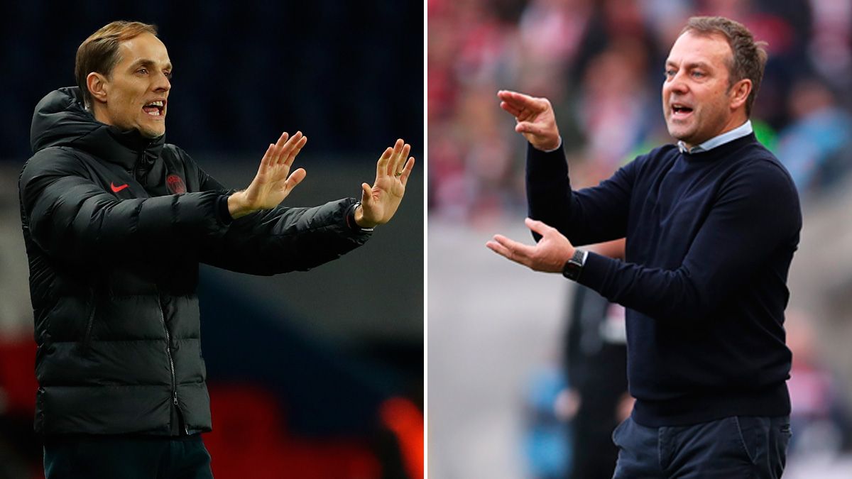 Thomas Tuchel and Hansi Flick in matches of PSG and Bayern Munich