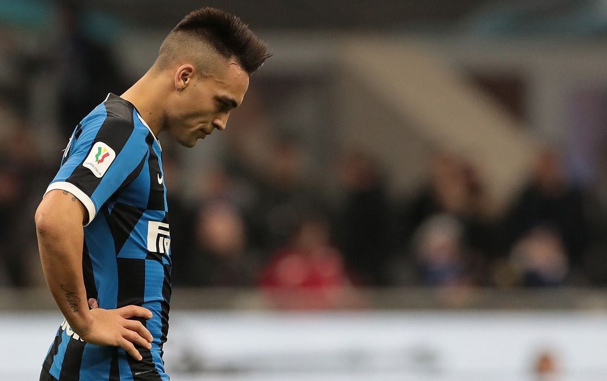 Lautaro Martínez, upset during a match of the Inter of Milan