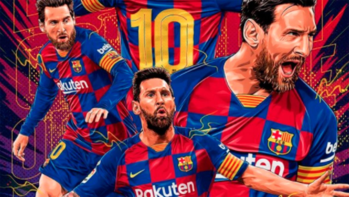 'Collage' of Leo Messi made by the FC Barcelona