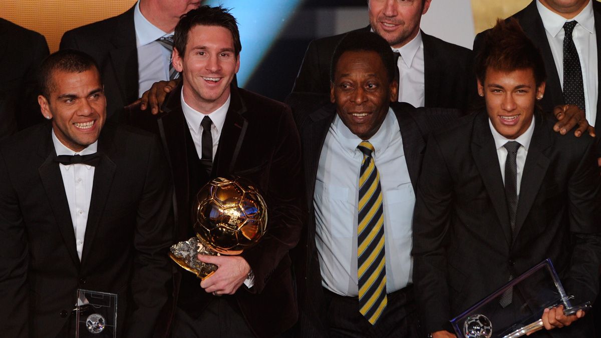 Leo Messi y Pelé en la gala del Balón de Oro 2012