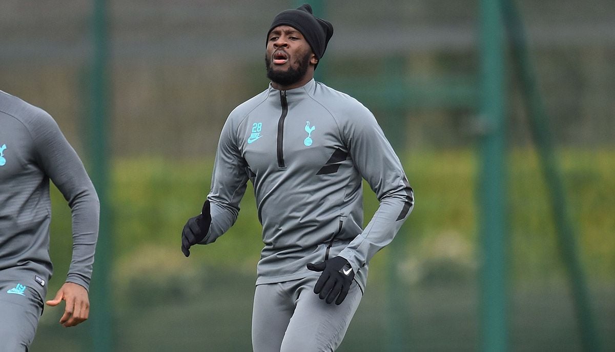 Tanguy Ndombélé en un entrenamiento del Tottenham