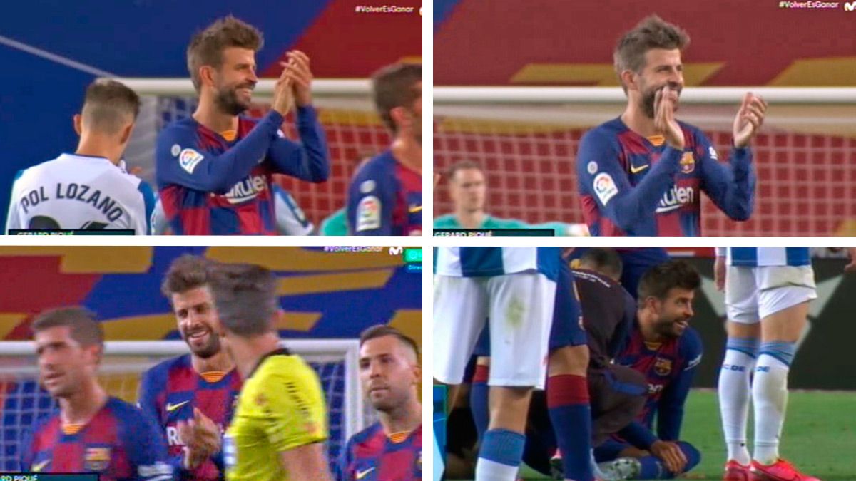 The reactions of Gerard Piqué to the expulsions of the Barça-Espanyol