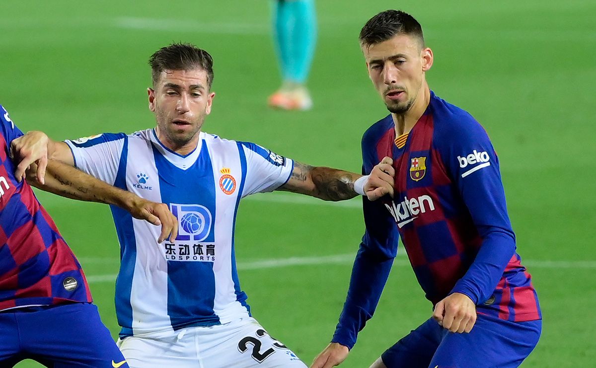 Clément Lenglet, in the party against the RCD Espanyol