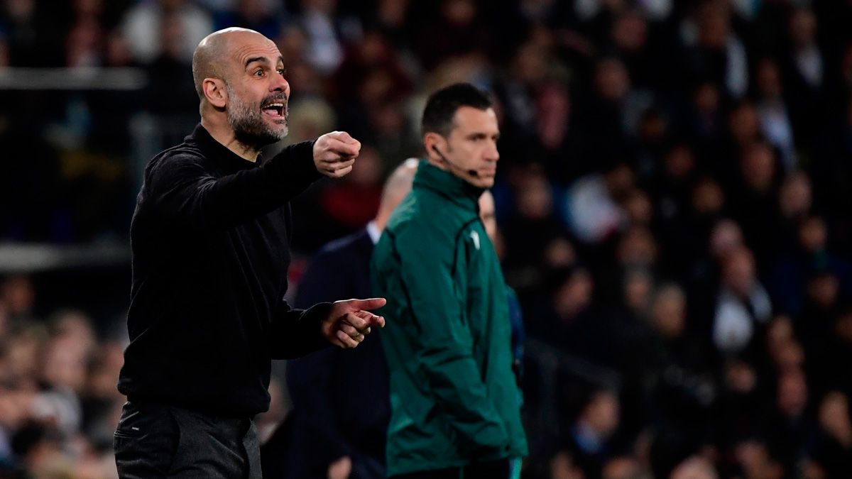 Pep Guardiola en un Real Madrid-Manchester City de la Champions League