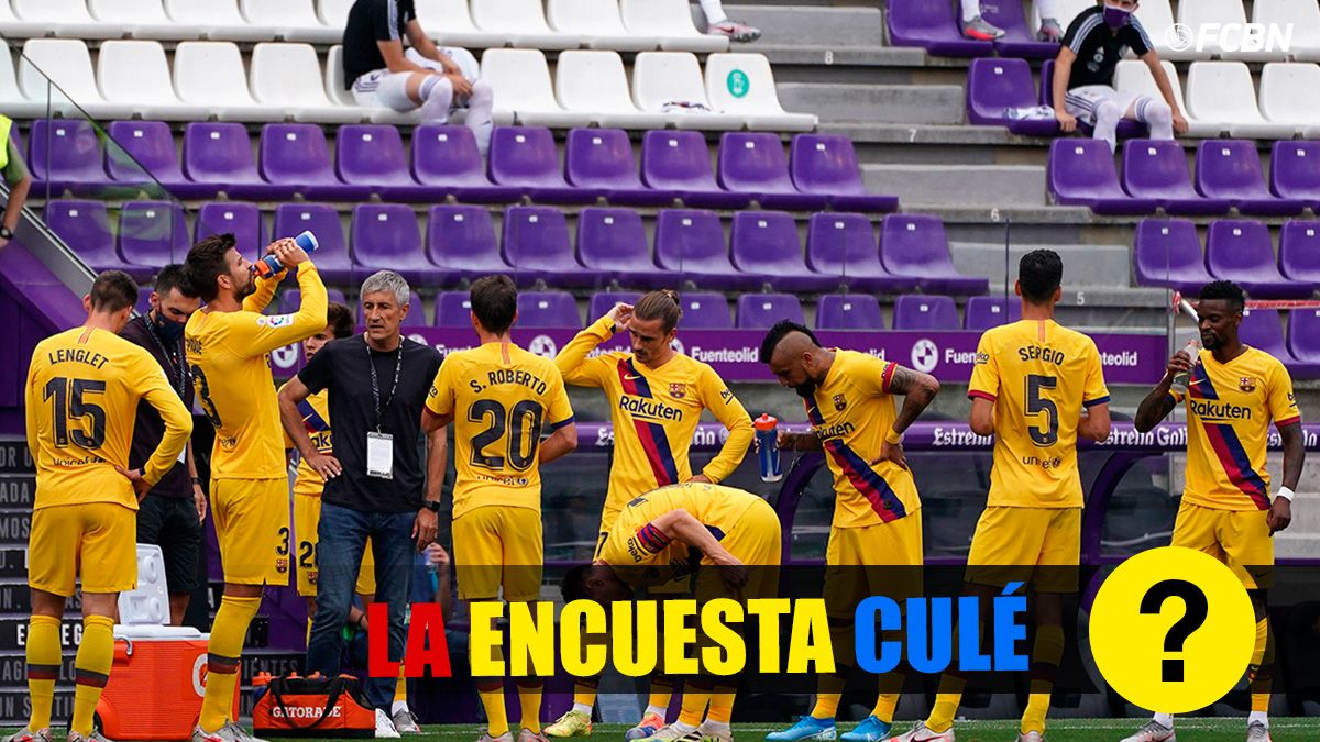 The FC Barcelona, during a pause of hydratation in Valladolid
