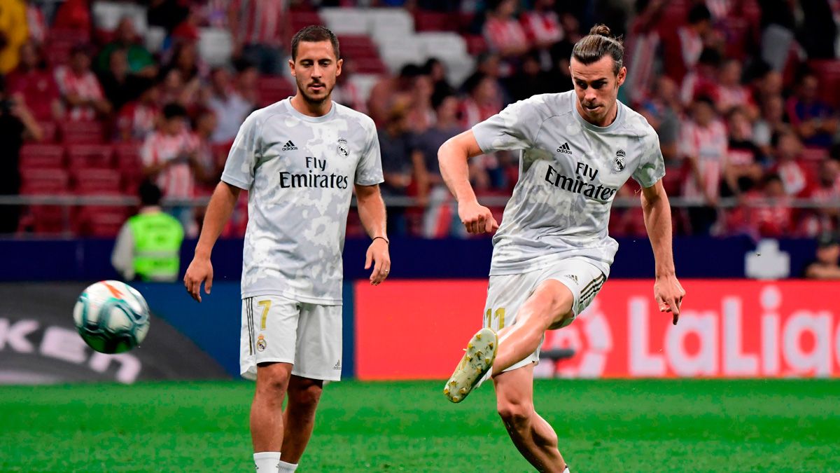 Eden Hazard y Gareth Bale en un calentamiento del Real Madrid