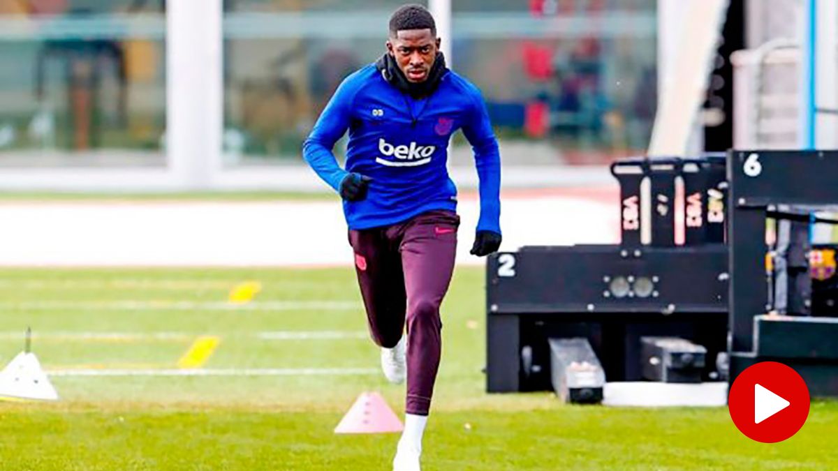 Ousmane Dembélé entrenando