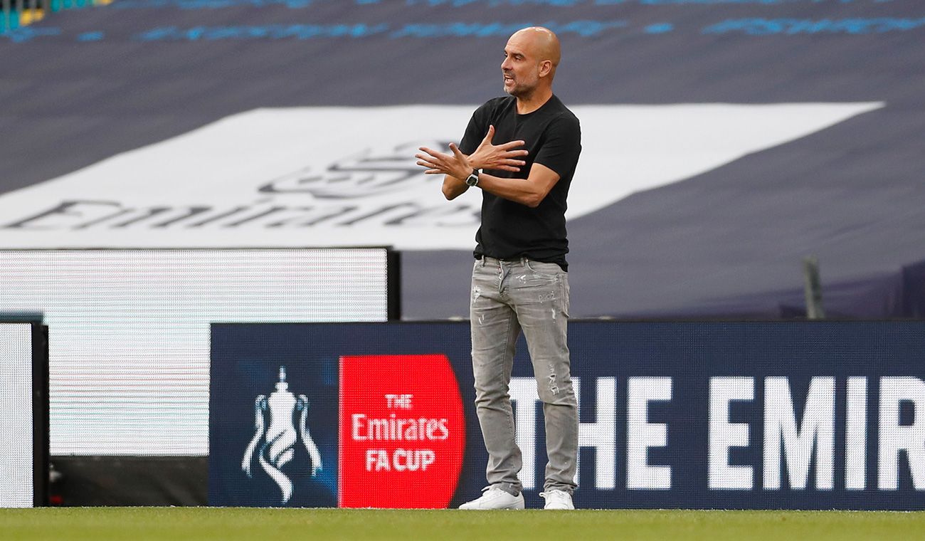 Pep Guardiola during the Arsenal-City of FA Cup