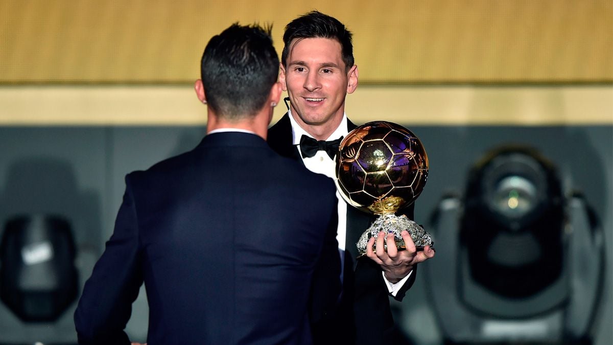 Leo Messi and Cristiano Ronaldo in a Golden Ball gala