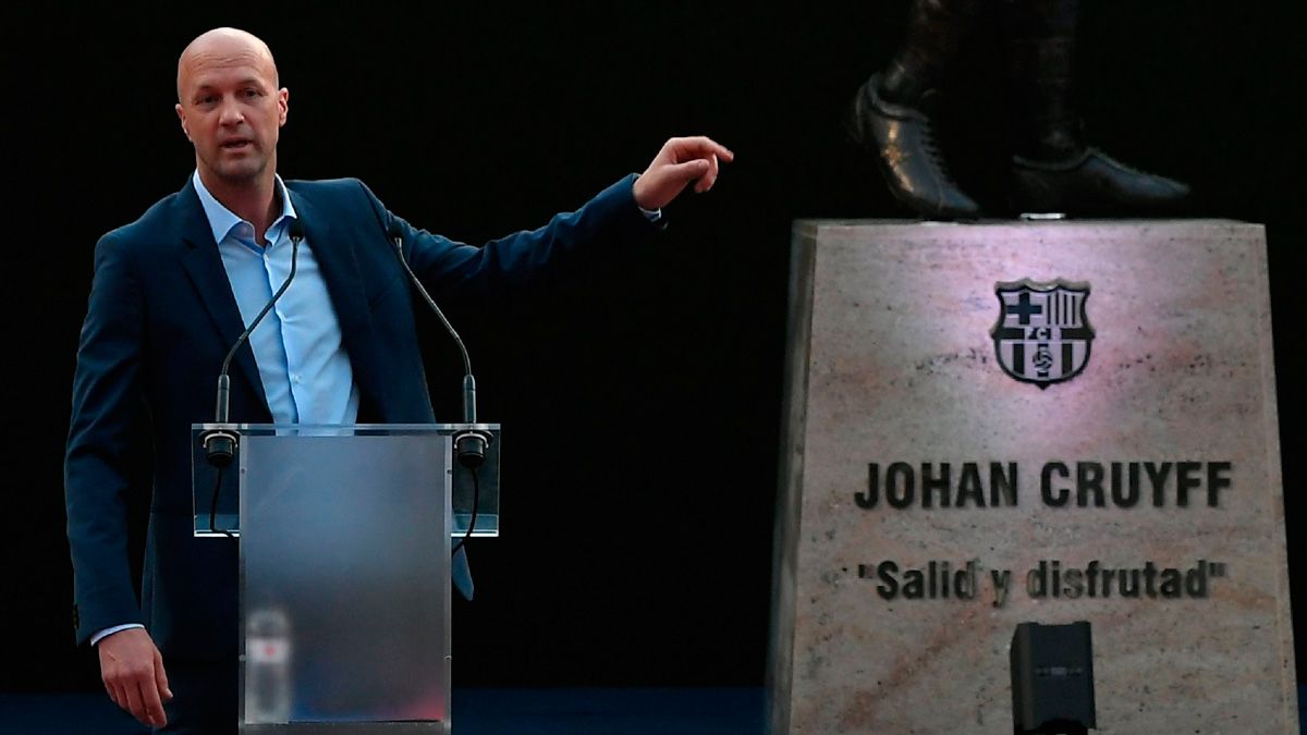 Jordi Cruyff in an event of Barça and the Johan Cruyff Foundation