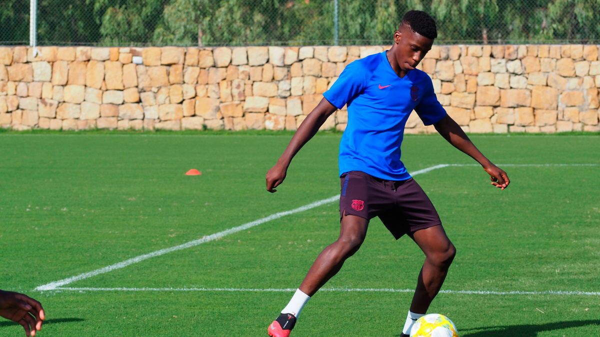 Ilaix Moriba in a training session of Barça B | FCB