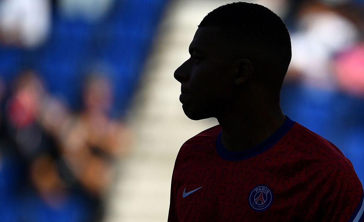 Kylian Mbappé, during a warming with the PSG