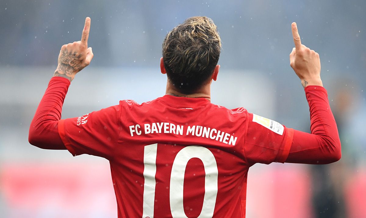 Philippe Coutinho, celebrando un gol marcado con el Bayern