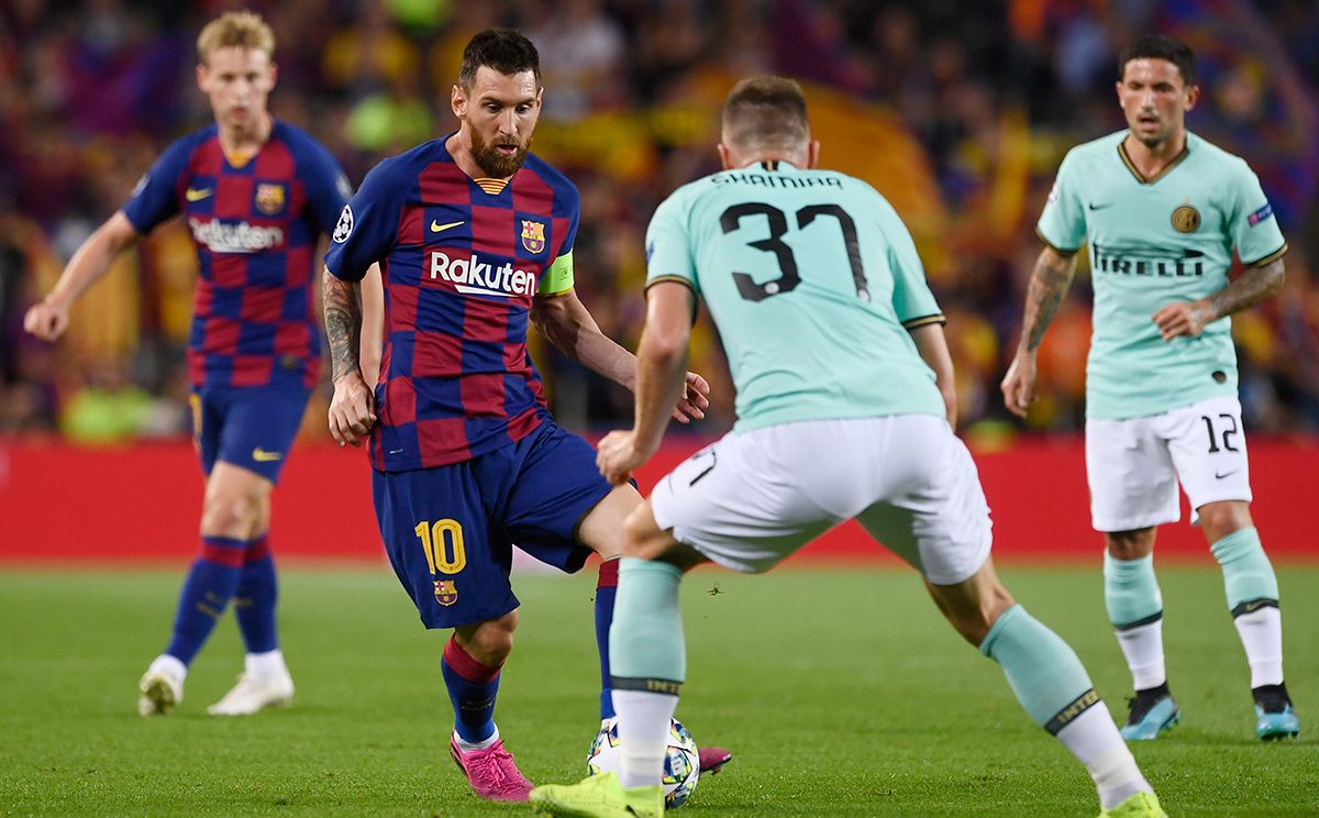 Leo Messi, durante un partido contra el Inter de Milán