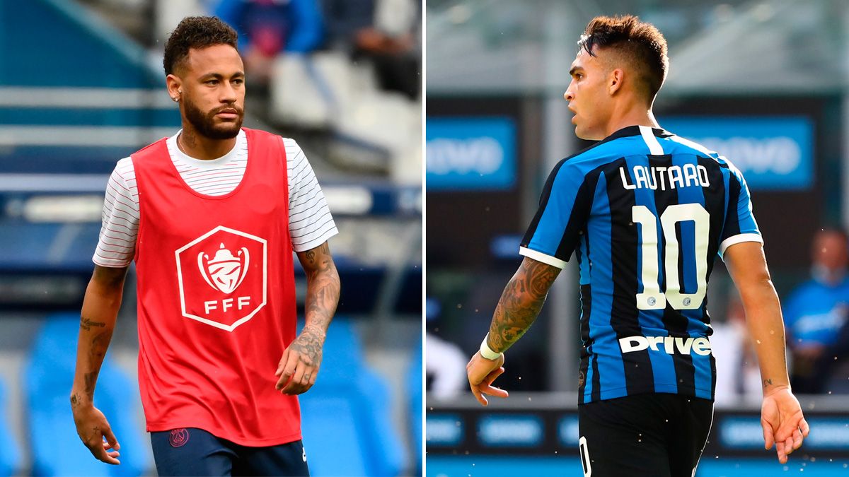 Neymar y Lautaro Martínez en partidos del PSG y el Inter de Milán