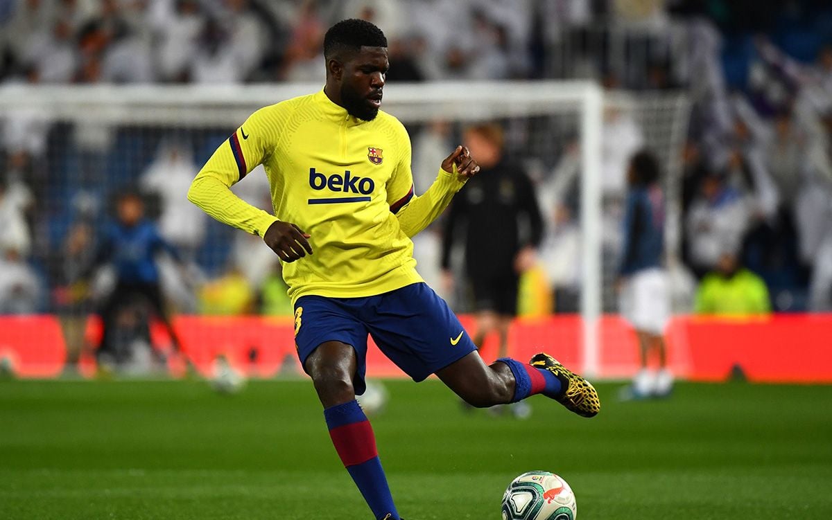 Samuel Umtiti, during a warming with the FC Barcelona