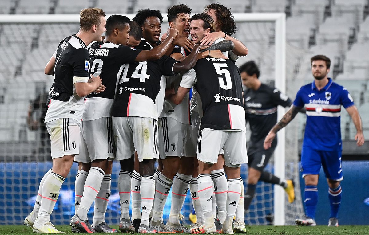 The Juventus, celebrating a goal against the Sampdoria