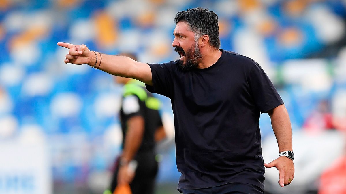 Gennaro Gattuso en un partido del Nápoles en la Serie A