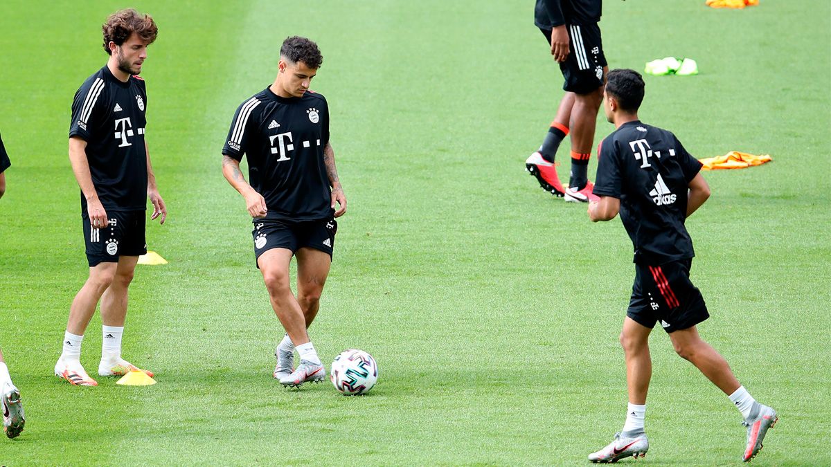 Philippe Coutinho en una sesión de entrenamiento del Bayern de Múnich