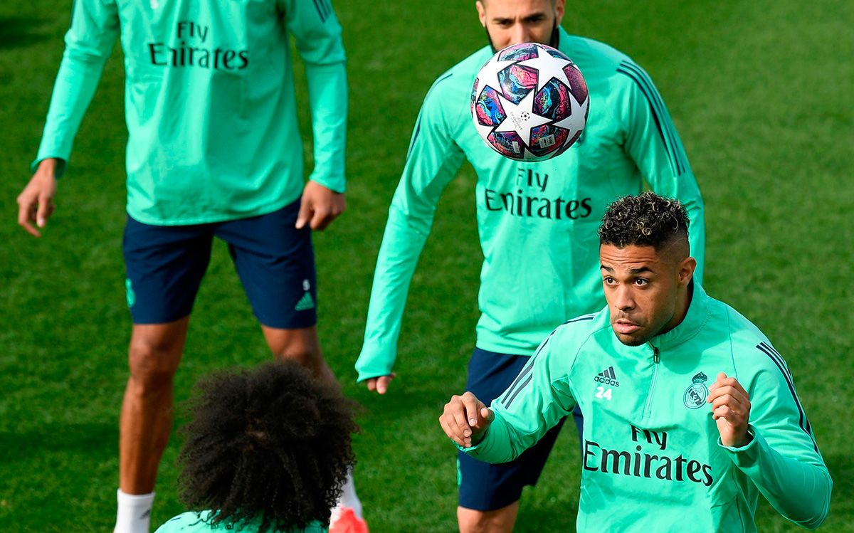 Mariano Díaz, during a training with the Real Madrid