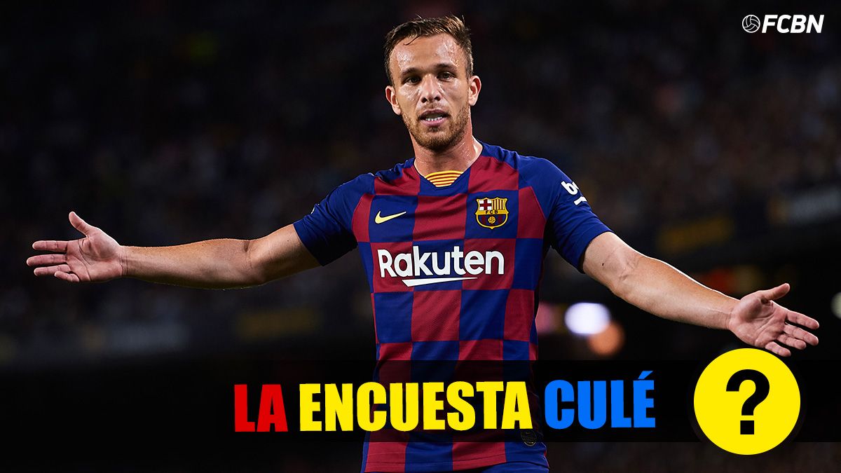 Arthur Melo, protestando al árbitro durante un partido con el Barça