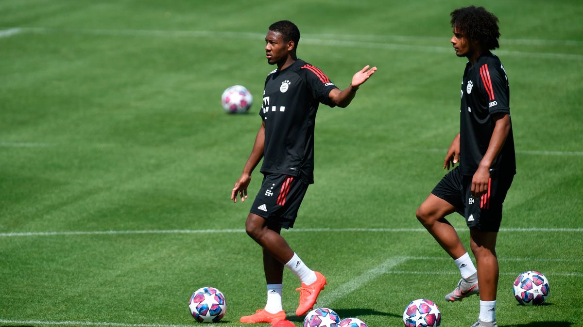 David Alaba en una sesión de entrenamiento del Bayern de Múnich