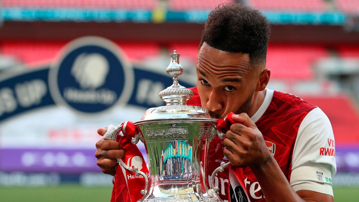 Pierre-Emerick Aubameyang after winning FA Cup 2019-20 with Arsenal