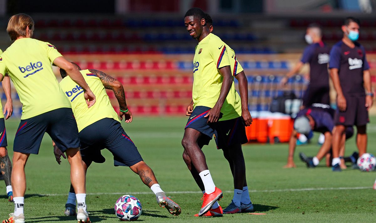 Ousmane Dembélé, durante un entrenamiento con el FC Barcelona