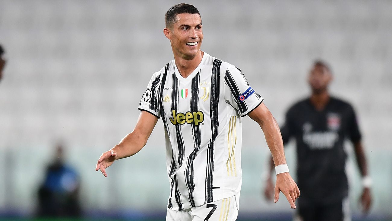 Cristiano Ronaldo en el partido de Champions ante el Lyon