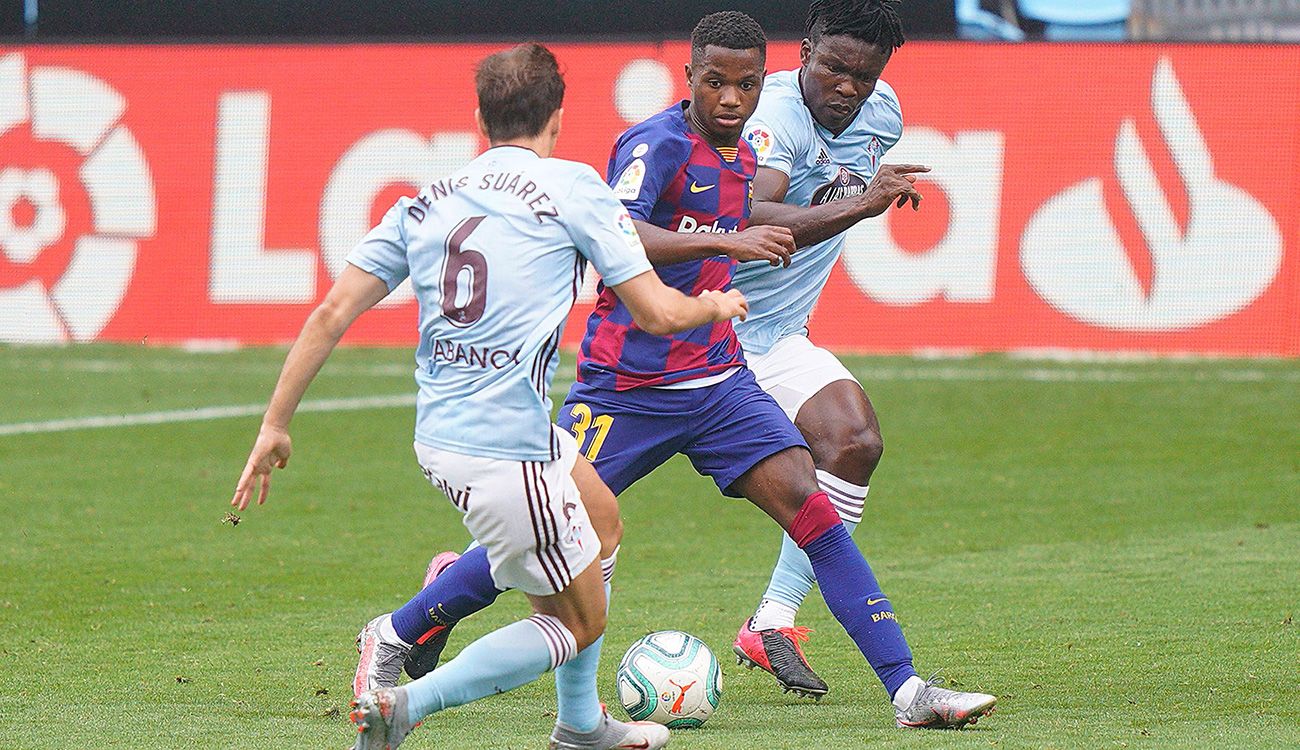 Ansu Fati en el Celta-Barça conduciendo