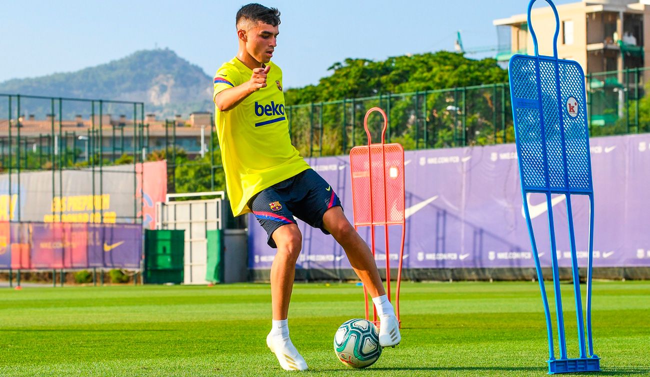 Pedri en uno de sus primeros entrenamientos con el Barça / Foto: Twitter FCB