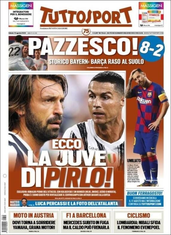 Portada de Tuttosport (15-8-2020)
