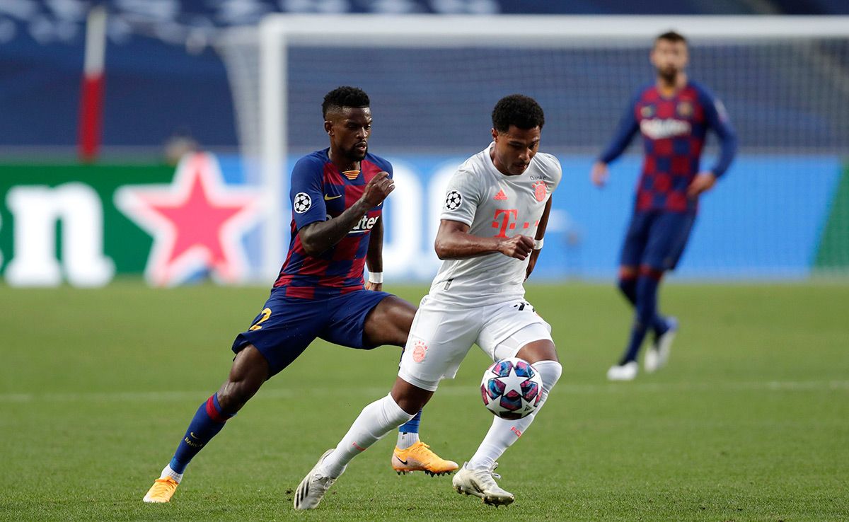 Nélson Semedo, defending to Serge Gnabry against the Bayern Munich