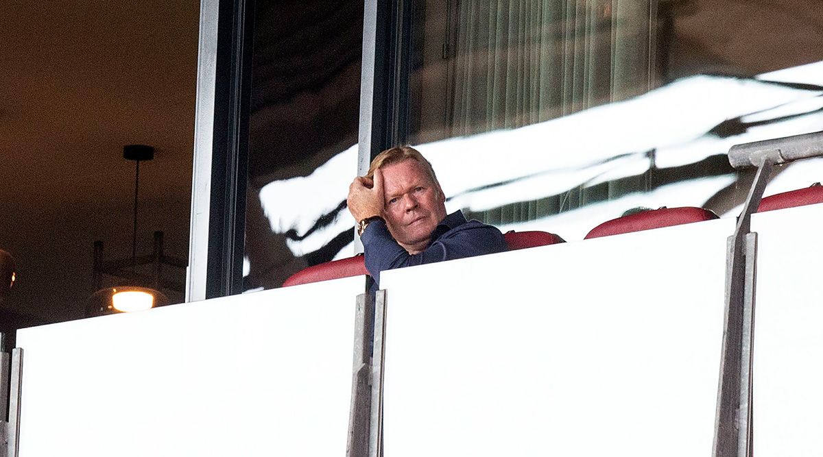 Ronald Koeman in the terracing of a stadium