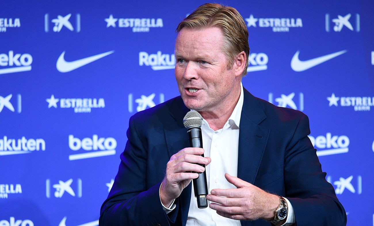 Ronald Koeman en su presentación con el Barça