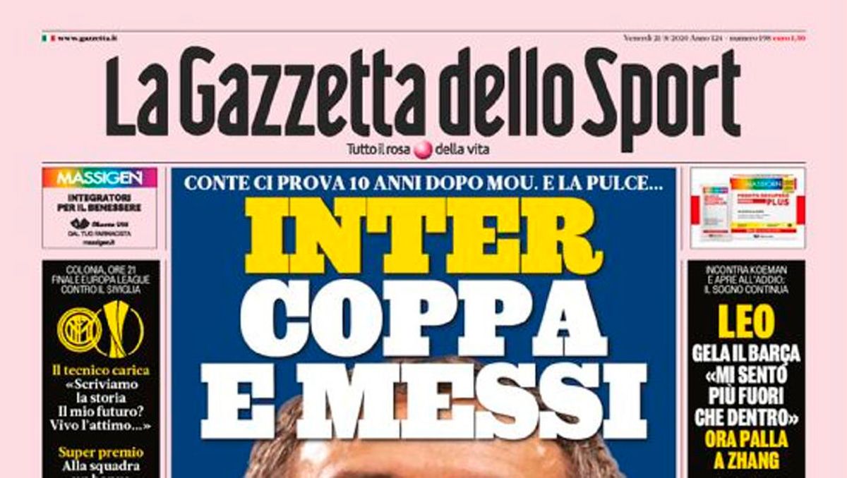Leo Messi, leading role in the cover of The Gazzetta dello Sport