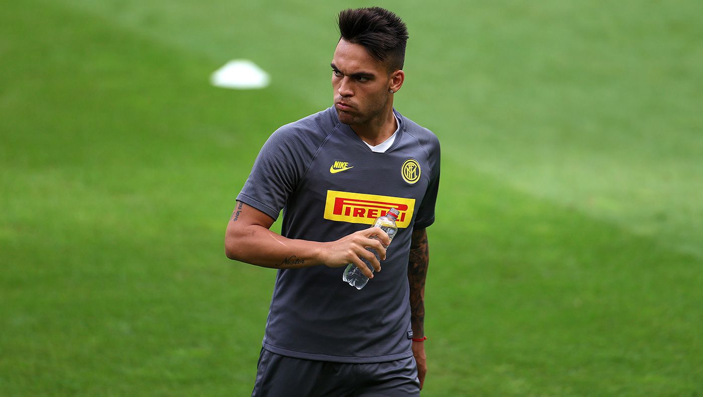 Lautaro Martínez in a training of the Inter
