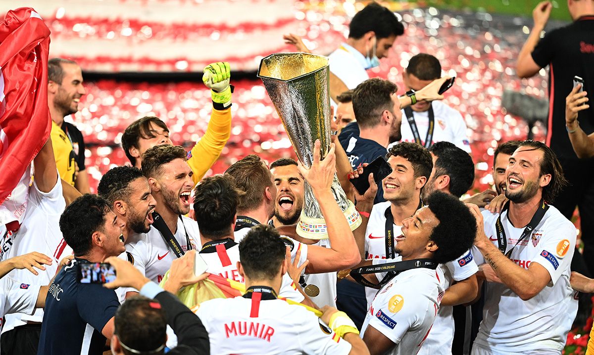 The Seville, celebrating the title of the UEFA Europe League 2019-20