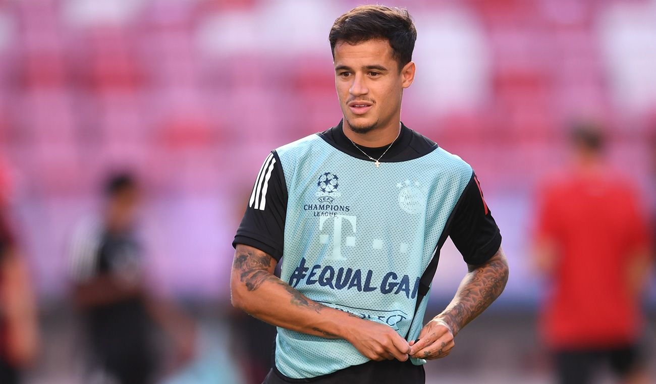 Philippe Coutinho in a training of the Bayern