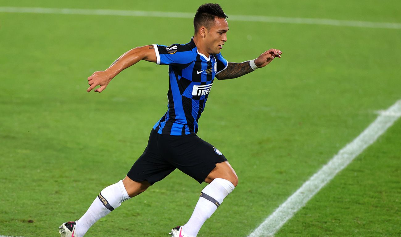 Lautaro Martínez en la final de la Europa League ante el Sevilla